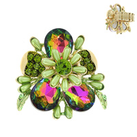 FLOWER MULTI STONE GEMSTONE STATEMENT COCKTAIL STRETCH RING
