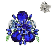 FLOWER MULTI STONE GEMSTONE STATEMENT COCKTAIL STRETCH RING