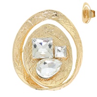 BOHO GEMSTONE BRUSHED METAL OVAL SWIRL CUFF RING