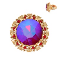 VITRAIL GEMSTONE HAMMERED METAL STRETCH RING