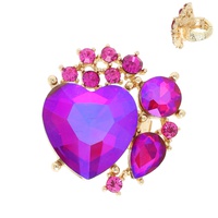 CRYSTAL GEMSTONE HEART SHAPED STRETCH RING