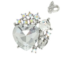 CRYSTAL GEMSTONE HEART SHAPED STRETCH RING