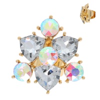 AB VITRAIL GEMSTONE CLUSTER METAL CUFF RING