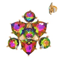 AB VITRAIL GEMSTONE CLUSTER METAL CUFF RING