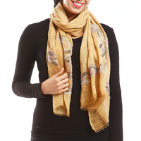 OBLONG SCARF W/ YARN EMBROIDERY