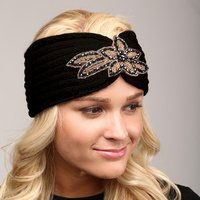 KNIT HEAD BAND W/ SEQUIN FLOWER