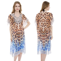 LONG STONE STUDDED MIXED PRINT PONCHO