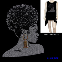 AFRO PONY SIDE VIEW BLING SHIRT Plus size