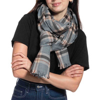 MULTIUSE TARTAN LONG KNIT FRINGE SCARF WRAP