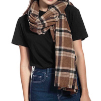 MULTIUSE TARTAN LONG KNIT FRINGE SCARF WRAP
