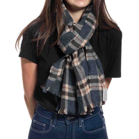 MULTIUSE TARTAN LONG KNIT FRINGE SCARF WRAP