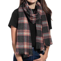 MULTIUSE TARTAN LONG KNIT FRINGE SCARF WRAP