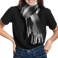 MULTIUSE GRADIENT TARTAN LONG KNIT FRINGE SCARF WRAP