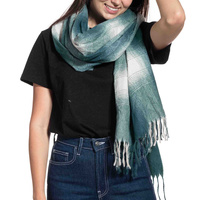 MULTIUSE GRADIENT TARTAN LONG KNIT FRINGE SCARF WRAP