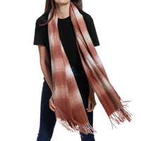 MULTIUSE GRADIENT TARTAN LONG KNIT FRINGE SCARF WRAP