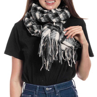 MULTIUSE GEOMETRIC PATTERN LONG KNIT FRINGE SCARF WRAP
