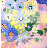 WATERCOLOR FLORAL GARDEN SATIN SCARF
