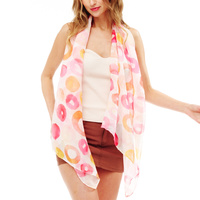 CIRCLE MULTICOLOR WATERCOLOR PATTERN TRANSLUCENT WOMEN'S OBLONG SCARF