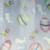 EASTER BUNNY EGGS CHIFFON SATIN SCARF WRAP