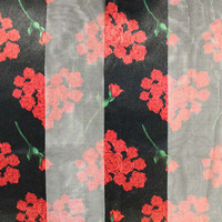 VALENTINE'S DAY ROSE HEART CHIFFON  SATIN SCARF WRAP