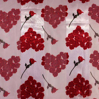VALENTINE'S DAY ROSE HEART CHIFFON  SATIN SCARF WRAP