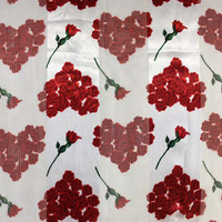 VALENTINE'S DAY ROSE HEART CHIFFON  SATIN SCARF WRAP