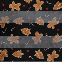 CHRISTMAS GINGERBREAD MAN WITH TREE AND CANDY CANE SATIN SCARF