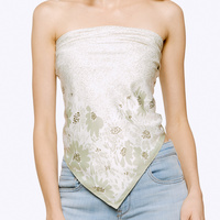 FLORAL PATTERN VERSATILE BEACH COVER UP TOP MULTIUSE TWILL SQUARE SCARF