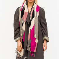 MULTICOLOR PATCH PATTERN CASHMERE LONG WINTER FRINGE SCARF WRAP