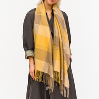 MULTICOLOR PLAID PATTERN POLYESTER LONG WINTER FRINGE SCARF WRAP