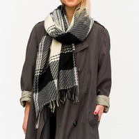 MULTICOLOR PLAID PATTERN POLYESTER LONG WINTER FRINGE SCARF WRAP