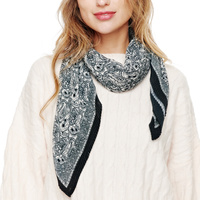 PAISLEY PRINTED CONTRAST TRIM LIGHTWEIGHT NECKERCHIEF POLYESTER SQUARE SCARF