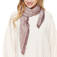 PAISLEY PRINTED CONTRAST TRIM LIGHTWEIGHT NECKERCHIEF POLYESTER SQUARE SCARF