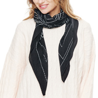 ABSTRACT PRINTED CONTRAST LIGHTWEIGHT NECKERCHIEF POLYESTER SQUARE SCARF