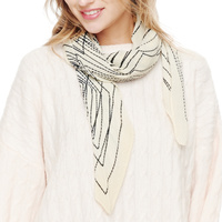 ABSTRACT PRINTED CONTRAST LIGHTWEIGHT NECKERCHIEF POLYESTER SQUARE SCARF