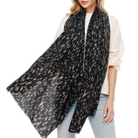 SPECKLED PRINT TWO TONE LONG POLYESTER SCARF WRAP