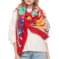 FLORAL PRINT LONG LIGHTWEIGHT SQUARE SCARF WRAP