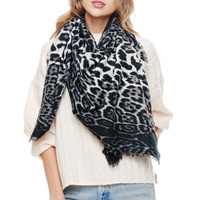 LEOPARD PRINT LONG LIGHTWEIGHT SQUARE SCARF WRAP