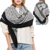 TASSEL PRINT LONG LIGHTWEIGHT SQUARE SCARF WRA