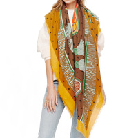 TASSEL PRINT LONG LIGHTWEIGHT SQUARE SCARF WRA