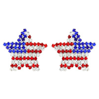 Patriotic Rhinestone American Flag Star Stud Earrings Sfe1668S