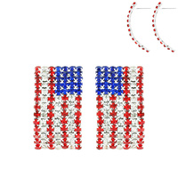 Patriotic Rhinestone American Flag Stud Earrings