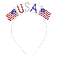 PATRIOTIC RHINESTONE USA AND AMERICAN FLAG NOVELTY HEADBAND