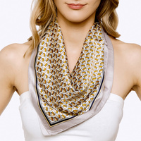 GEOMETRIC ABSTRACT TRIANGLE PATTERN MULTICOLOR PRINT BANDANA NECKERCHIEF HAIR WRAP SATIN SQUARE SCARF