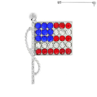 Patriotic American Flag with Stones Brooch Pin