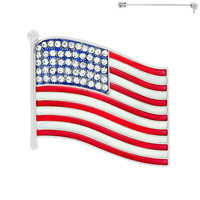 Patriotic American Flag With Stones Brooch Pin Sfp12R