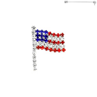 Patriotic Rhinestone American Flag Brooch Pin