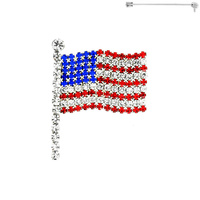 Patriotic Rhinestone American Flag Brooch Pin