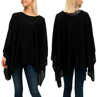 FINE KNIT SOLID COLOR WINTER PONCHO CAPE