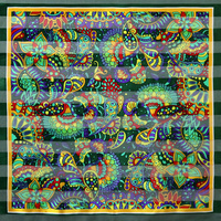 WILD FLOWER L CHIFFON  SATIN SCARF NECK HEAD SCARF WRAP